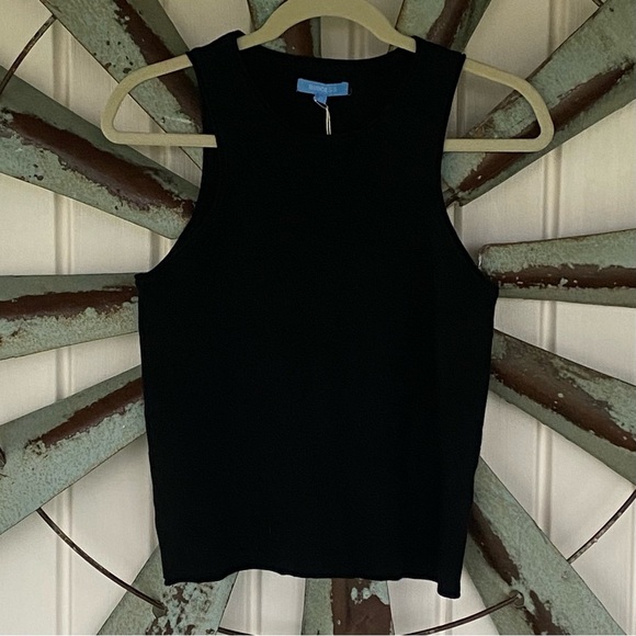 Burgess Tops - Burgess Women’s Sleeveless Black Vest - Cotton Cashmere Blend Size XS
